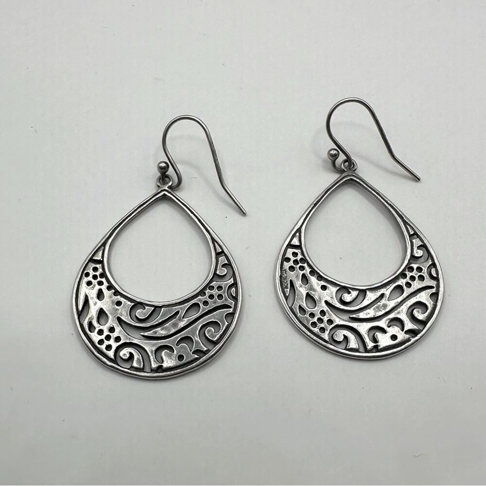 Silpada Matte Cutout Teardrop Earrings W1782 Retired Drop Dangle